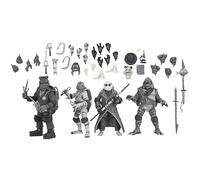 NECA - Monstruos universales/Tortugas Ninja Mutantes Adolescentes - Figura de acción a Escala de 7 Pulgadas - Paquete de 4 Tortugas en Blanco y Negro