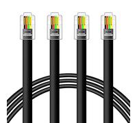 NECABLES Paquete de 2 cables RJ9 de 6 pies 4P4C cable telefónico RJ9 / RJ10 / RJ22 4P4C macho a macho recto para datos y voz, color negro, 6 pies
