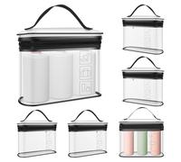 Neceser, 6 bolsas de maquillaje de viaje impermeables con cremallera y asa, 21 × 16,5 × 8 cm, bolsa de cosméticos portátil transparente para accesorios, champú, paquete grande, artículos de tocador