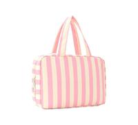 Neceser a rayas con 4 compartimentos impermeables, blanco rosa, Se référer au descriptif, Consulte la descripción