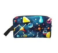 Neceser abstracto con estampado de ciencia química para hombres, bolsa de cosméticos de gran capacidad, bolsa de aseo de viaje para mujeres, color blanco, talla única, blanco, One Size