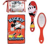 Neceser Aseo Viaje Accesorios Mickey con Peine, Toalla y Bolsa de Mickey - Neceser Aseo Mickey para Viaje o Escuela