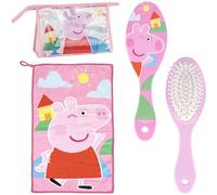 Neceser Aseo Viaje Accesorios Peppa Pig con Peine, Toalla y Bolsa de Peppa Pig - Neceser Aseo Peppa Pig para Viaje o Escuela