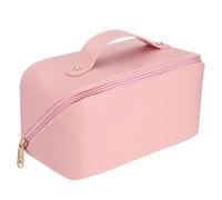 Neceser Bolsa de Maquillaje Viaje con Divisor y asa, Bolsa Aseo Impermeable Cuero PU portátil, Bolsas cosméticos Gran Capacidad for Mujeres(Pink)