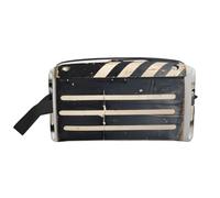 Neceser clásico con estampado negro de película para hombres, bolsa de cosméticos de gran capacidad, bolsa de aseo de viaje para mujeres, White, Talla única
