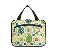Neceser colgante con diseño de aguacate y lunares verdes para mujer con gancho, bolsa de aseo expandible para viajes, viajes, cruceros, bolsas de maquillaje para mujer, Aguacate con lunares verdes, L
