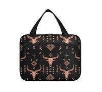 Neceser colgante de estilo bohemio con diseño de calavera oscura con gancho, bolsas de medicina unisex para accesorios imprescindibles para cruceros para hombre, Obra de arte de calavera oscura de