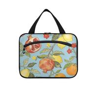 Neceser colgante de granada y limón William Morris azul para hombre con gancho, bolsa de medicina de diseñador para hombre, kit de viaje para mujer, Granada y limón William Morris azul, M, Informal