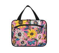 Neceser colgante de pintura al óleo con girasoles retro amarillos para hombre, bolsa de viaje con gancho, accesorios de diseñador, bolsa de pinceles para cruceros, viajes, cruceros, bolso para