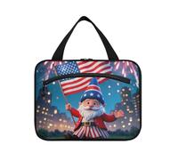 Neceser colgante de viaje con diseño de enano rojo del 4 de julio, con gancho, bonito bolso de viaje para artículos de tocador para artículos de aseo esenciales de viaje para mujer, gimnasio, bolso de