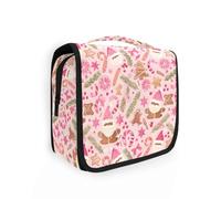 Neceser colgante de viaje, diseño de coco rosa, kit de patrón de repetición de Navidad, estuche de maquillaje, organizador de cosméticos para hombres y mujeres