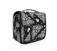 Neceser colgante de viaje, diseño de polilla, calavera, luna, esotérico, para mujeres, hombres y niñas, Día de los Muertos, impermeable, bolsa organizadora de cosméticos para artículos esenciales de