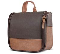 Neceser colgante para hombres VANCASE Vintage Leather Shaving Dopp Kit Mediano Impermeable Viaje Baño Bolsas de Cosméticos Organizador Portátil de Ducha (Marrón)