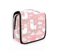 Neceser colgante para mujer, diseño de unicornios, arco iris y nubes, organizador de artículos de aseo portátil, bolsas de lavado, bolsa de maquillaje, bolsa de cosméticos, Llamas I8273, Talla única