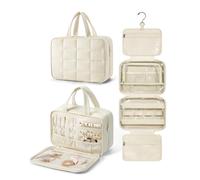 Neceser colgante para mujer, neceser de viaje grande, organizador de maquillaje acolchado, estuche para guardar joyas, neceser portátil