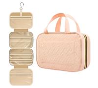 Neceser Colgante, Portátil de Gran Capacidad Neceser Viaje Mujer, Bolsa de Aseo Grande Plegable Ligero con Gancho para Varios Compartimentos, 27.9×19.5×8.3CM