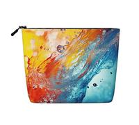 Neceser colorido con estampado de salpicaduras, bolsa de cosméticos de gran capacidad, bolsa de maquillaje para mujer, para uso diario, viajes, Black, Talla única