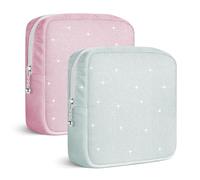 Neceser Compresas, 2 Bolsa de Almacenamiento para Compresas Algodon Tampones, Bolsa Menstrual con Cremallera de Servilletas Sanitarias, Mini Bolsa Portátil para Mujer Adolescent Niña(Verde y Rosa)