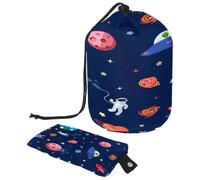 Neceser con cordón, astronauta espacial, astronauta, tierra, estrellas, azul marino, con forma de barril, bolsa de cosméticos, bolsa organizadora de maquillaje de viaje + bolsa pequeña, multicolor,