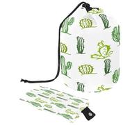 Neceser con cordón, bolsa de aseo con forma de barril de cactus dibujada a mano, bolsa organizadora de maquillaje de viaje + bolsa pequeña, multicolor, 9.9x6.9in/25.2x17.6cm;6x3.5in/15.2x8.8cm,