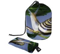 Neceser con cordón, bolsa de aseo con forma de barril de caracol en la hoja, bolsa de cosméticos, bolsa organizadora de maquillaje de viaje + bolsa pequeña, multicolor,