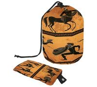 Neceser con cordón, bolsa de aseo con forma de barril de cultura egipcia, bolsa organizadora de maquillaje de viaje + bolsa pequeña, multicolor, 9.9x6.9in/25.2x17.6cm;6x3.5in/15.2x8.8cm, Neceser