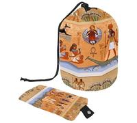 Neceser con cordón, bolsa de aseo con forma de barril de cultura egipcia, bolsa organizadora de maquillaje de viaje + bolsa pequeña, multicolor, 9.9x6.9in/25.2x17.6cm;6x3.5in/15.2x8.8cm, Neceser