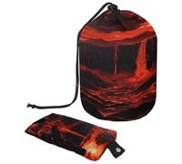 Neceser con cordón, bolsa de aseo con forma de barril de lava magma, bolsa organizadora de maquillaje de viaje + bolsa pequeña, multicolor, 9.9x6.9in/25.2x17.6cm;6x3.5in/15.2x8.8cm, Neceser