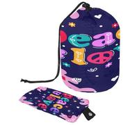 Neceser con cordón, bolsa de aseo con forma de barril de paz y amor, bolsa organizadora de maquillaje de viaje + bolsa pequeña, multicolor, 9.9x6.9in/25.2x17.6cm;6x3.5in/15.2x8.8cm, Neceser