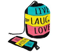 Neceser con cordón, bolsa de aseo con forma de barril Live Laugh Love, bolsa organizadora de maquillaje de viaje + bolsa pequeña, multicolor, 9.9x6.9in/25.2x17.6cm;6x3.5in/15.2x8.8cm, Neceser