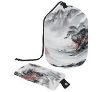 Neceser con cordón, bolsa de aseo tradicional china con forma de barril, bolsa organizadora de maquillaje de viaje + bolsa pequeña, multicolor, 9.9x6.9in/25.2x17.6cm;6x3.5in/15.2x8.8cm, Neceser