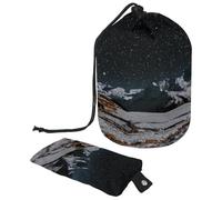 Neceser con cordón, bolsa organizadora de maquillaje de viaje + bolsa pequeña con forma de barril, diseño de cielo estrellado, nieve y tierra, multicolor, 9.9x6.9in/25.2x17.6cm;6x3.5in/15.2x8.8cm,