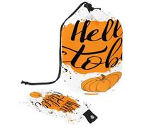 Neceser con cordón, bolsa organizadora de maquillaje de viaje con forma de barril de calabaza Hello October + bolsa pequeña, multicolor, 9.9x6.9in/25.2x17.6cm;6x3.5in/15.2x8.8cm, Neceser