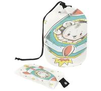 Neceser con cordón, bolsa organizadora de maquillaje de viaje con forma de barril de cohete volador + bolsa pequeña, multicolor, 9.9x6.9in/25.2x17.6cm;6x3.5in/15.2x8.8cm, Neceser