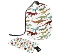 Neceser con cordón, bolsa organizadora de maquillaje de viaje con forma de barril de dinosaurio T-Rex Jurásico + bolsa pequeña, multicolor, 9.9x6.9in/25.2x17.6cm;6x3.5in/15.2x8.8cm, Neceser
