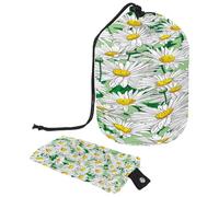 Neceser con cordón, bolsa organizadora de maquillaje de viaje con forma de barril de flores de manzanilla de acuarela + bolsa pequeña, multicolor, 9.9x6.9in/25.2x17.6cm;6x3.5in/15.2x8.8cm, Neceser