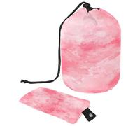 Neceser con cordón, bolsa organizadora de maquillaje de viaje con forma de barril de fondo rosa acuarela + bolsa pequeña, multicolor, 9.9x6.9in/25.2x17.6cm;6x3.5in/15.2x8.8cm, Neceser