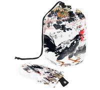 Neceser con cordón, bolsa organizadora de maquillaje de viaje con forma de barril de gallo, pintura de tinta china + bolsa pequeña, multicolor, 9.9x6.9in/25.2x17.6cm;6x3.5in/15.2x8.8cm, Neceser