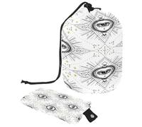 Neceser con cordón, bolsa organizadora de maquillaje de viaje con forma de barril de ojos con forma de barril de geometría sagrada + bolsa pequeña, multicolor,