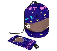 Neceser con cordón, bolsa organizadora de maquillaje de viaje con forma de barril de perezoso Sweet Dream + bolsa pequeña, multicolor, 9.9x6.9in/25.2x17.6cm;6x3.5in/15.2x8.8cm, Neceser
