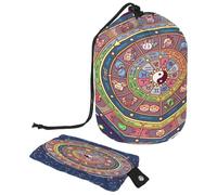 Neceser con cordón, bolsa organizadora de maquillaje de viaje con forma de barril de rueda de la fortuna astrológica + bolsa pequeña, multicolor, 9.9x6.9in/25.2x17.6cm;6x3.5in/15.2x8.8cm, Neceser