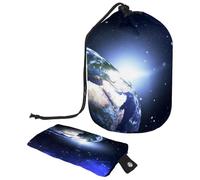 Neceser con cordón, bolsa organizadora de maquillaje de viaje con forma de barril, diseño de cielo estrellado y tierra, bolsa pequeña, multicolor, 9.9x6.9in/25.2x17.6cm;6x3.5in/15.2x8.8cm, Neceser