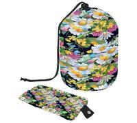 Neceser con cordón, bolsa organizadora de maquillaje de viaje con forma de barril, diseño de flores de manzanilla silvestres + bolsa pequeña, multicolor, 9.9x6.9in/25.2x17.6cm;6x3.5in/15.2x8.8cm,