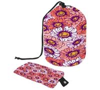 Neceser con cordón, bolsa organizadora de maquillaje de viaje con forma de barril, diseño de flores de manzanilla, bolsa pequeña, multicolor, 9.9x6.9in/25.2x17.6cm;6x3.5in/15.2x8.8cm, Neceser