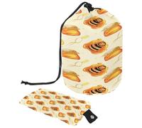 Neceser con cordón, bonita abeja en tarro de miel, bolsa de aseo con forma de barril, bolsa organizadora de maquillaje de viaje + bolsa pequeña, multicolor, 9.9x6.9in/25.2x17.6cm;6x3.5in/15.2x8.8cm,