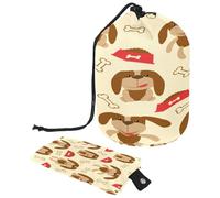 Neceser con cordón, bonito diseño de hueso de perro, bolsa de aseo con forma de barril, bolsa organizadora de maquillaje de viaje + bolsa pequeña, multicolor, 9.9x6.9in/25.2x17.6cm;6x3.5in/15.2x8.8cm,