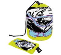 Neceser con cordón, bozal cachorro en gafas, pajarita, barril, bolsa de cosméticos, bolsa organizadora de maquillaje de viaje + bolsa pequeña, multicolor, 9.9x6.9in/25.2x17.6cm;6x3.5in/15.2x8.8cm,