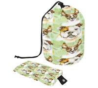 Neceser con cordón, Bulldog y Jack Russell Terrier con forma de barril para mascotas, bolsa organizadora de maquillaje de viaje + bolsa pequeña, multicolor, 9.9x6.9in/25.2x17.6cm;6x3.5in/15.2x8.8cm,