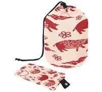 Neceser con cordón, con forma de barril de cerdo, con texto en inglés "Happy Chinese New Year of Pig", bolsa organizadora de maquillaje de viaje + bolsa pequeña, multicolor,