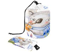 Neceser con cordón, diseño de acuarela Hello Summer Cute Koala en forma de barril, bolsa de cosméticos, bolsa organizadora de maquillaje de viaje + bolsa pequeña, multicolor,